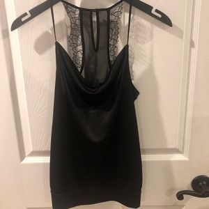 Faux silk scoop neck top